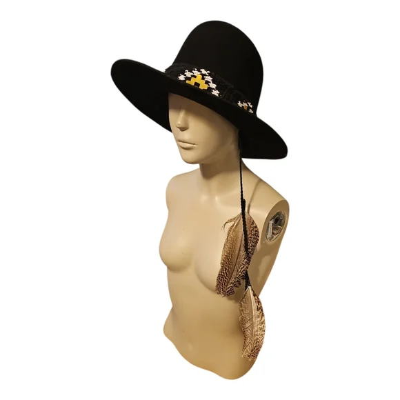 Greenpacha Black Wool Felt Hat with Feather Accent – NWOT - Picture 2 of 9